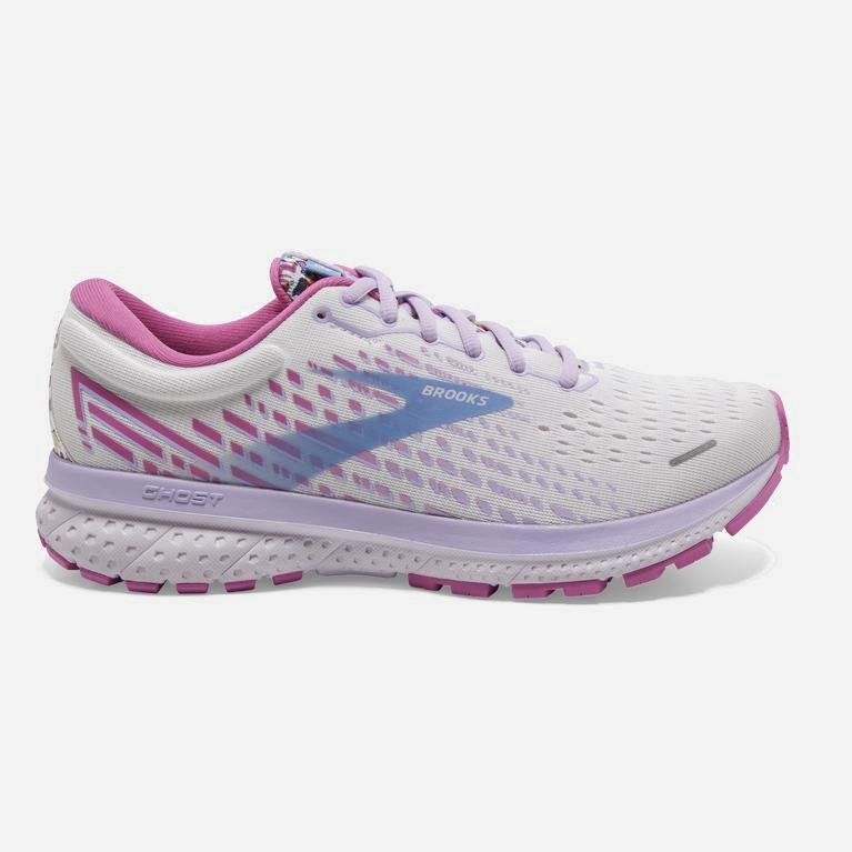 Brooks Women's Ghost 13 Road Running Shoes Singapore - White/Lilac/Pink (35179-RIBC)